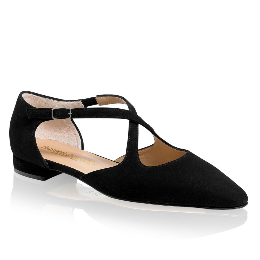 Russell & Bromley black 'Xpresso' suede crossover flats