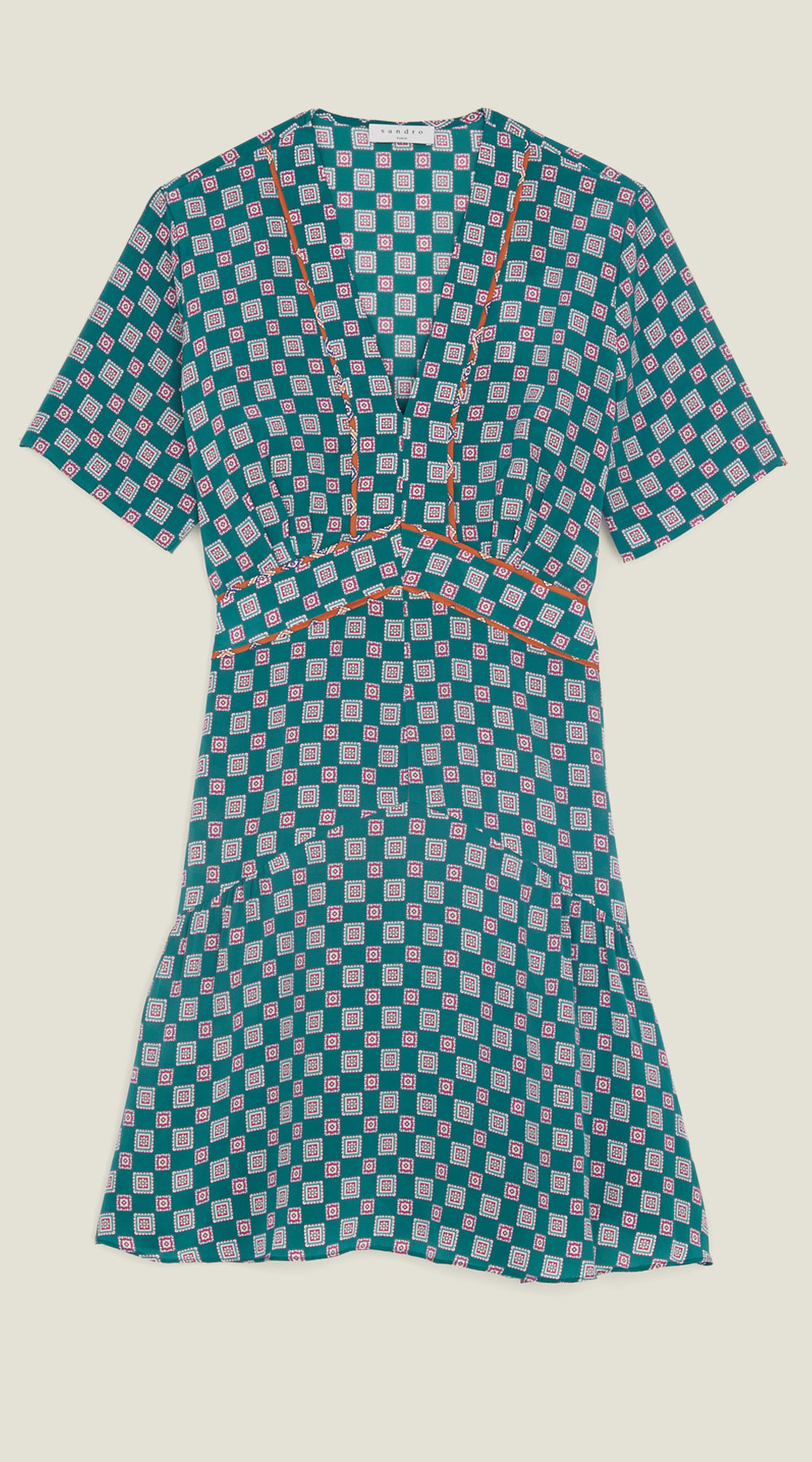 Sandro Short Printed Silk Dress