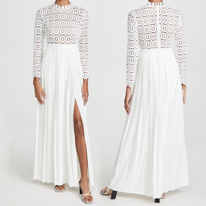 Self-Portrait Off-White Pleated Crochet Floral Maxi Dress Kate Middleton  Dresses Kate's Closet