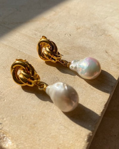 Shyla Chunky Knot Baroque Pearl Earrings