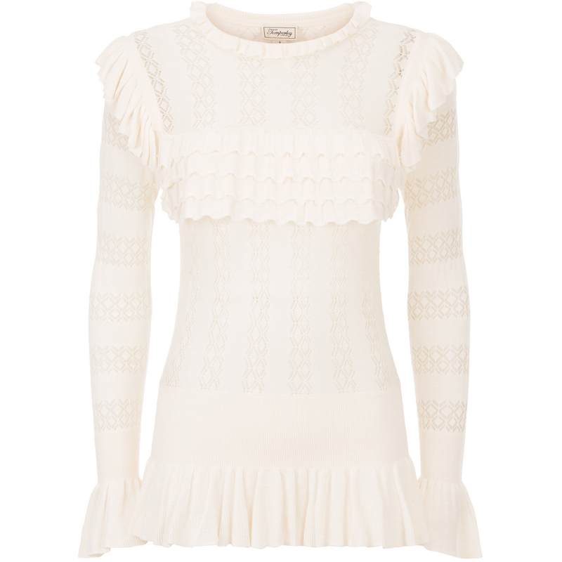 Temperley London Cypre Almond Pointelle Frill Top
