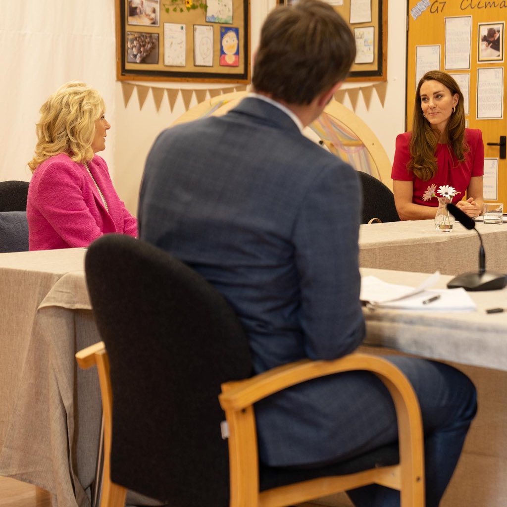 The Duchess of Cambridge and Jill Biden visited Connor Downs Academy to attend a round table discussion with Early Years education experts from the UK and USA on 11 June 2021