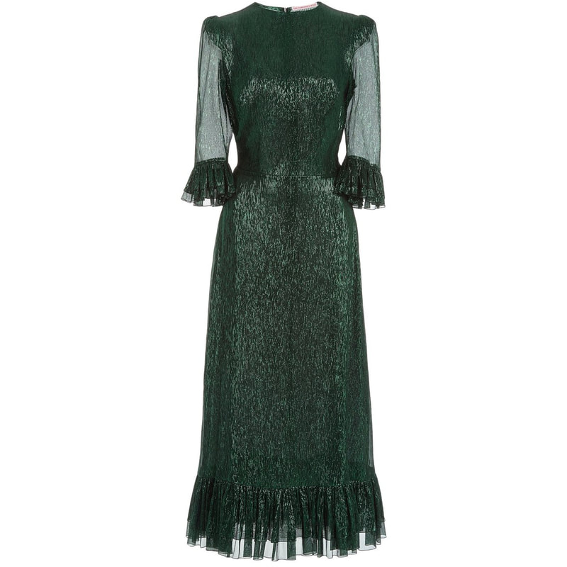 The Vampire’s Wife 'Falconetti' Emerald Metallic Silk Dress