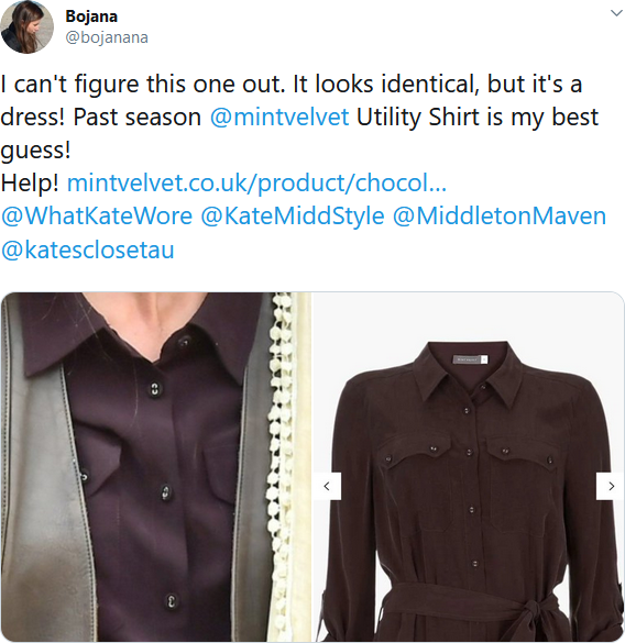 Bojana Tweet ID of Mint Velvet Chocolate Utility shirt dress