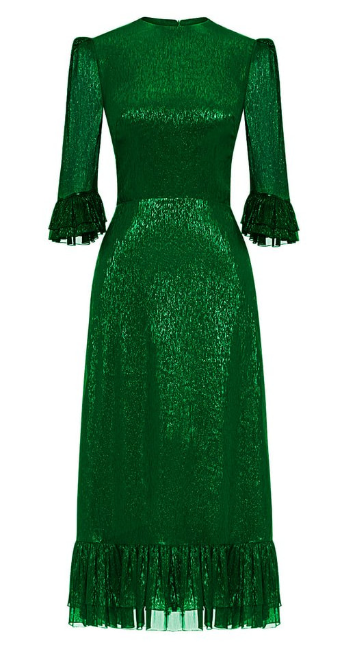 Vampire’s Wife 'Falconetti' Emerald Metallic Silk Dress