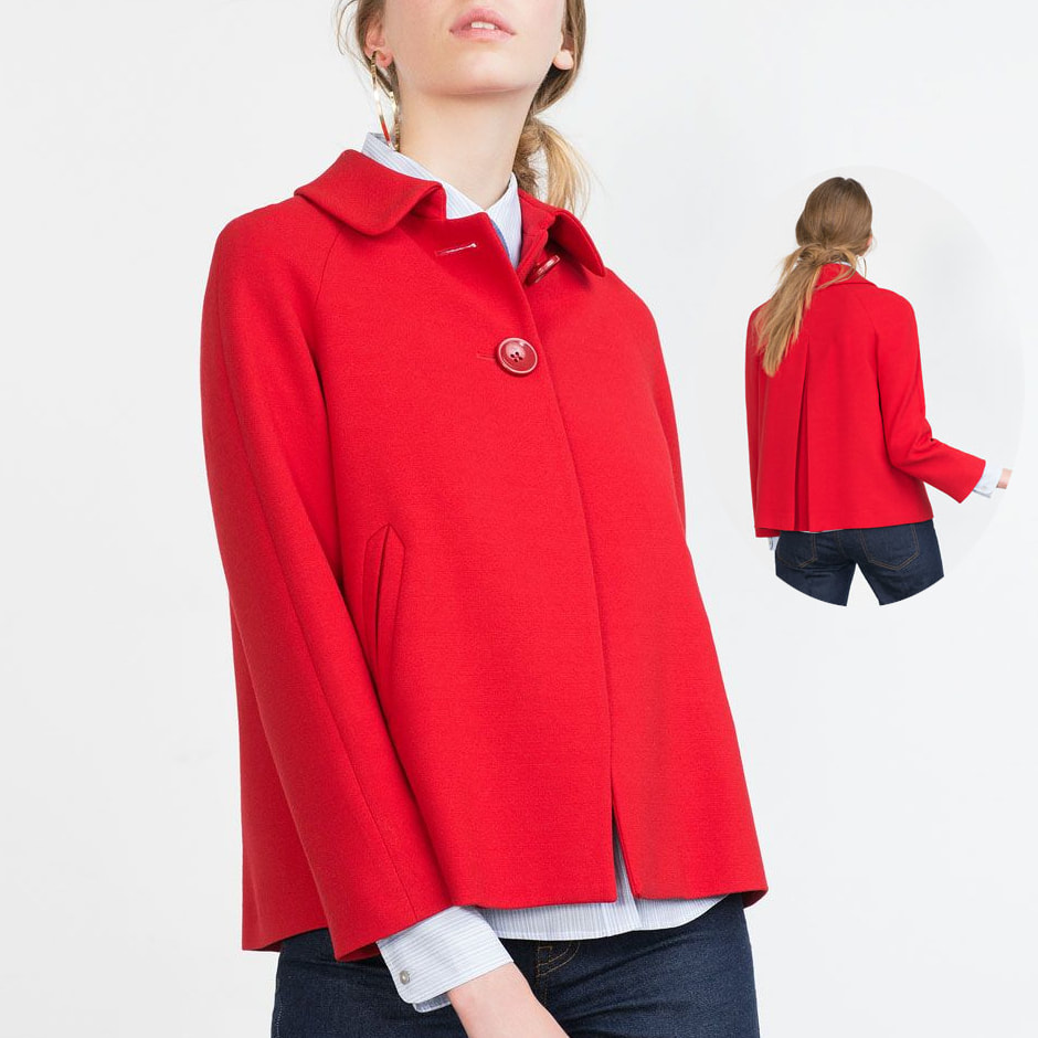 Zara Back Pleat Blazer in Red