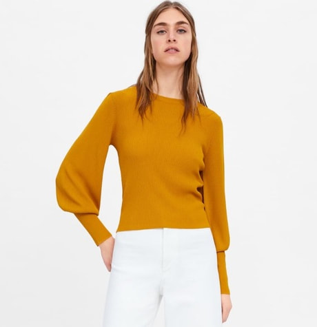 Zara mustard puff sleeve sweater